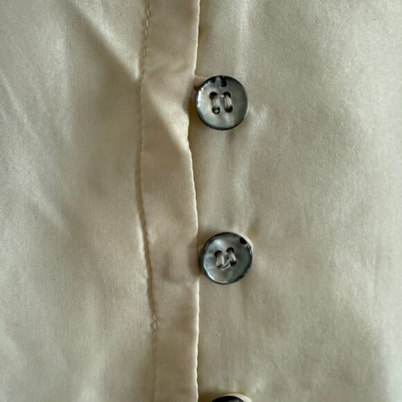 90s Vintage CHRISTINA | Cream Lightweight Silk Taffeta Tunic Top Extra Small - Picture 4 of 6